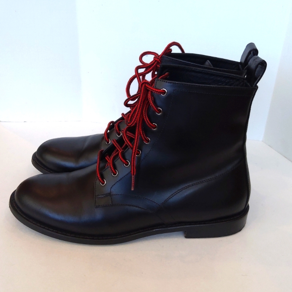 Jenni Kayne Black Combat Boots with Red Laces